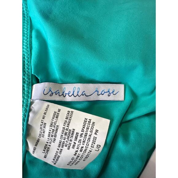 New Isabella Rose Blue Crochet Trim Removable Cups Split Strap Bikini Top L - Picture 6 of 6